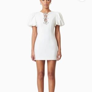 Elliatt White Puff Sleeve Mini Dress